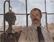 Lovis Corinth Self-Portrait with Skeleton oil painting on canvas